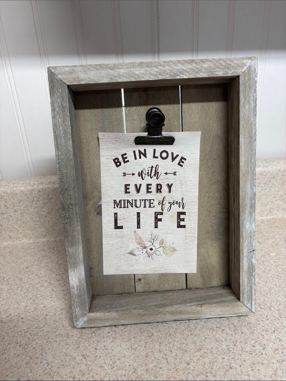 Rustic Wood Clip Frame Sign - Neutral Beige & Brown